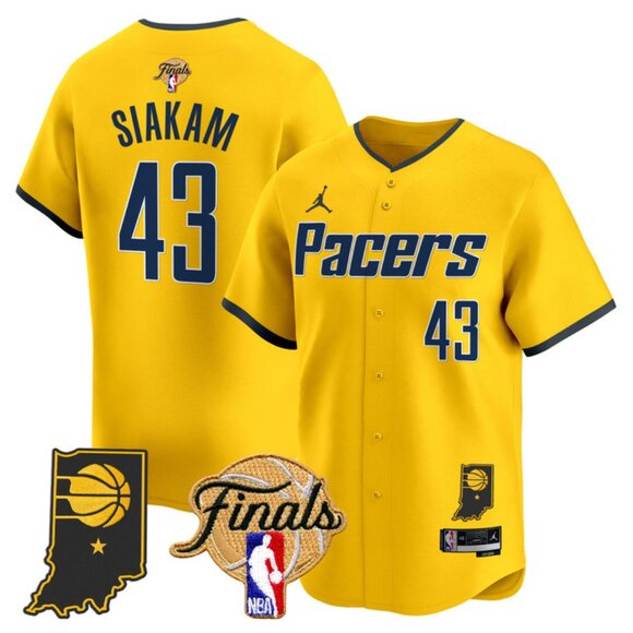 Mens Youths Kids Womens Pascal Siakam 2025 Final Patch Stitched Jersey Yellow